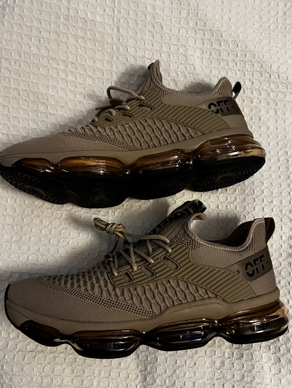 Men's Knit Athletic Sneakers in Taupe with Smoky Bubble Sole